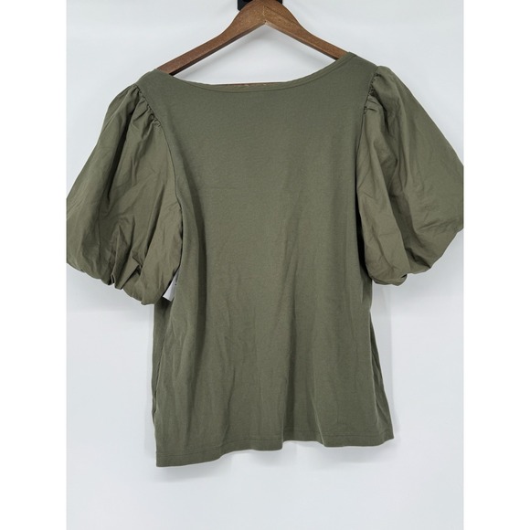 Old Navy Olive Green Puff Sleeve Henley Ribbed Knit 2X NWT Fairy Boho‎ Holiday - Picture 6 of 7